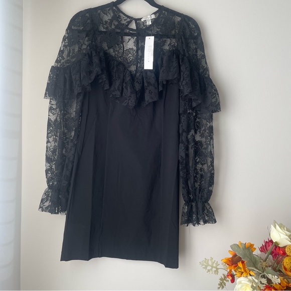 Topshop Dresses & Skirts - Topshop Black Lace Sleeve Bodycon Dress Size 6